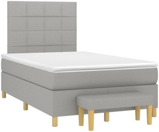 vidaXL Boxspringbett mit Matratze Hellgrau 120x190 cm Stoff 3270404