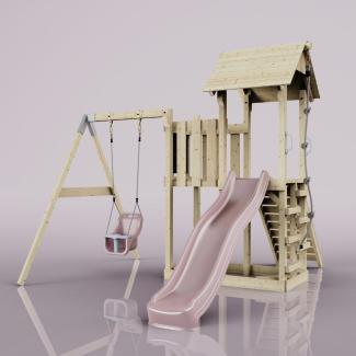 PolarPlay Spielturm Bergen aus Holz in Rosa