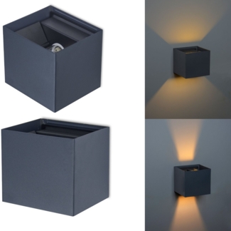 TRANGO LED Außen-Wandleuchte, 8015-01A IP44 Up & Down Wandstrahler inkl. 1x3.5 Watt G9 LED Leuchtmittel *FLEX* in Anthrazit matt Eckig mit einstellbar Abstrahlwinkel, für innen & außen Lampe Außenstrahler, Wandleuchte