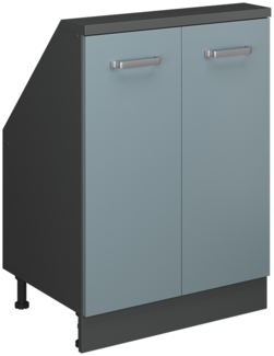 Küchenschrank für Dachschrägen R-Line Blau-Grau 60 cm mit 2 Türen Vicco