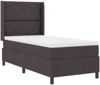 vidaXL Boxspringbett mit Matratze & LED in Dunkelbraun, 90x200 cm, aus Stoff 3343549