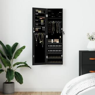 vidaXL Schmuckschrank mit Spiegel Wandmontage Schwarz 30x8,5x106 cm