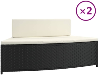 vidaXL Whirlpool-Bänke mit Auflagen 2 Stk. Schwarz Poly-Rattan 362262