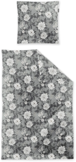 Irisette Feinbiber Bettwäsche Koala 155x220 Blumen Rosen grau silber 8531-11