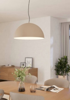 Eglo 900696 Hängeleuchte GAETANO 1 sandfarben, creme E27 1X40W H:150cm Ø53. 5cm dimmbar