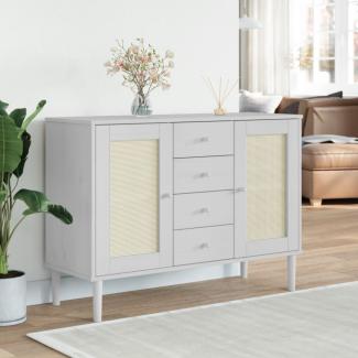 vidaXL Sideboard SENJA Rattan-Optik Weiß 112x40x80 cm Kiefernholz 358026