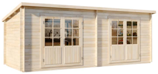 Alpholz Gartenhaus Maria Twin Gartenhaus aus Holz in Pinie Holzhaus mit 28 mm Wandstärke Blockbohlenhaus mit Montagematerial
