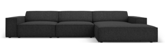 Micadoni Ecksofa Jodie 4-Sitzer Rechts Chenille Haga Schwarz