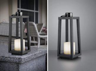 Solar Tischleuchten 2er SET mit Flammen Effekt Höhe 42cm, 16x16cm