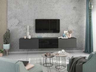 moebel-dich-auf Lowboard VARIANTO 4 (3 tlg, 228 cm breit, TV-Schrank bestehend aus 3 Schränken mit Klappe), stehend und hängend