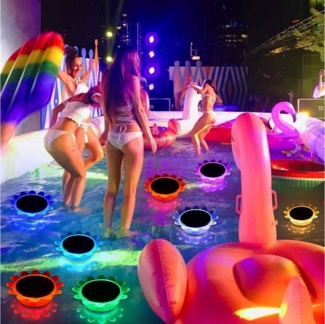 MUPOO Pool-Lampe Solar Unterwasser Licht, Pool Beleuchtungen Licht IP68,4 Modi, 2 Lampen mit 1 Fernbedienung