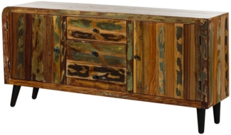 Massivmoebel24 Sideboard (Massivholz), Sideboard Altholz 180 x 45 x 86 mehrfarbig lackiert SIXTIES #110
