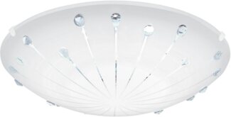 Eglo 96113 Wandleuchte Deckenleuchte Margitta 1 in weiß Glas mit Kristallen 11W Ø 31,5cm