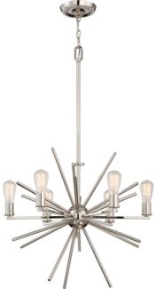 Kronleuchter, Designlampe, Stahl, Silber, D 64,8 cm