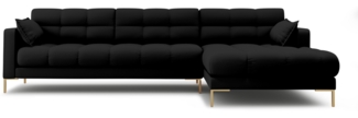 Micadoni Ecksofa Mamaia 5-Sitzer Rechts Strukturierter Stoff Schwarz Metall Gold