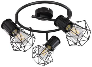 LED Deckenleuchte, Käfig-Design, Strahler verstellbar, schwarz, 28,5