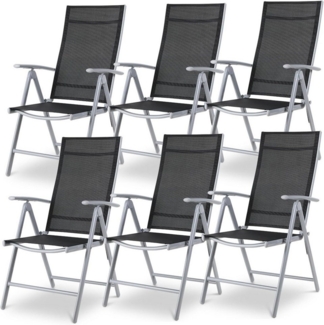 TLGREEN Gartenstuhl Hochlehner 6er Set, Aluminium Klappstuhl (mit 7-Fach Verstellbar Rückenlehne, Alu Balkonstuhl, Klappbar Campingstuhl, 6 St), Atmungsaktiv & Wetterfest