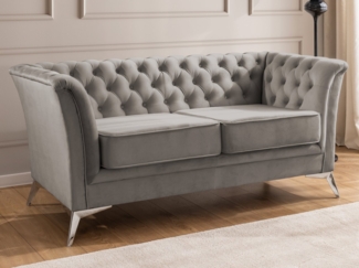 S-Style Möbel Chesterfield-Sofa Whitby, 2-Sitzer aus Samt mit goldenen, silbernen oder schwarzen Füßen, mit Wellenfederung