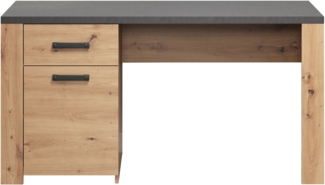 trendteam smart living - Follow - Schreibtisch - Eiche/Anthrazit - Computertisch mit 2 Fächern - (BxHxT) 145 x 76 x 70 cm - Vollauszug Schublade