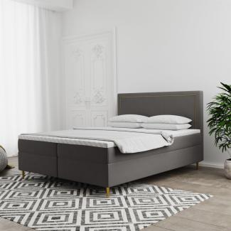 Boxspringbett Schlafzimmerbett LUCIEN 160x220cm in Stoff Soro Taupe