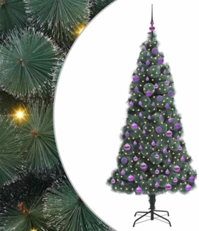 vidaXL Künstlicher vorbeleuchteter Weihnachtsbaum mit Kugelset 180 cm 3396172