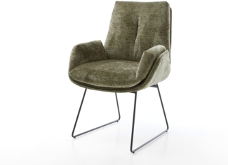 Esszimmerstuhl Clea-Flex Chenille Olive Kufengestell Schwarz