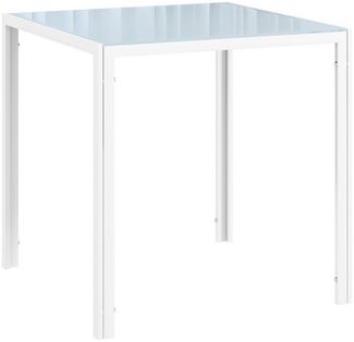 HOMCOM Esstisch für 4 Personen, aus Hartglas (Esszimmertisch, 1-St, Küchentisch), bis 80 kg belastbar, für Küche, Esszimmer, 75 x 75 x 75 cm, Weiß