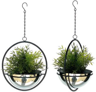 DanDiBo Blumenampel 2er Set Blumenhänger Innen Metall Wand Hängepflanzen 53 cm 96087 M mit Topf Silber Pflanzenhänger Topfhänger Blumen Blumentopfhänger Hängetopf (4 St), Dekoset