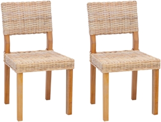 vidaXL Esszimmerstuhl 2 pcs Natur 46 x 55 x 84 cm Kubu Rattan 42012426