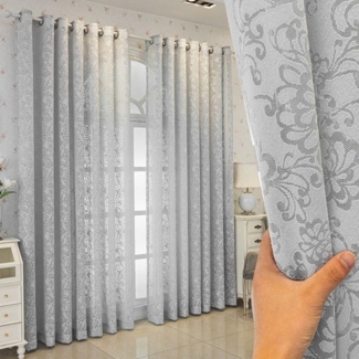 BYSURE Vorhang, Ösen (2 St), halbtransparent, Jacquard-Fensterschirm Stickerei