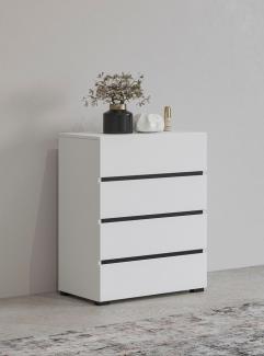 INOSIGN Kommode Cross,Breite 60 cm, moderne grifflose Sideboard,4 Schubkästen, Schubladenschrank mit viel Stauraum, Flur Highboard