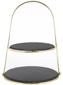 ECHTWERK Etagere Schiefer Etagere, Schiefer, mit 2 Ebenen Naturschiefer und Bügelgriff, Schieferplatten 25/ 30cm