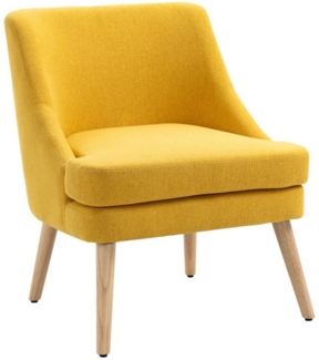 HOMCOM Relaxsessel Küchenstuhl mit Armlehne (Wohnzimmerstuhl, 1-St, Polstersessel), Leinen-Touch Holz Gelb 63 x 69 x 79,5 cm