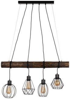 Hängelampe, Kiefernholz, Metall, höhenverstellbar, H 150 cm