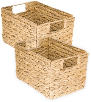 HMF Aufbewahrungskorb faltbarer Korb geflochten aus Wasserhyazinthe Seegras (2 St), handgefertigter Flechtkorb, 32 x 23 x 20 cm