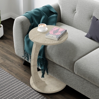 Beistelltisch Holeby 56 x Ø 38 cm Travertin [en. casa]