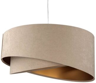 Licht-Erlebnisse Pendelleuchte HELSINKI, ohne Leuchtmittel, Stoffschirm Beige Gold Ø 50 cm groß E27 Modern Hängelampe Esszimmer