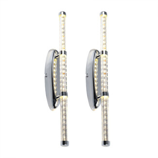 2er Set LED Wandleuchte, Röhrenförmig, Chrom, klar, H 50 cm
