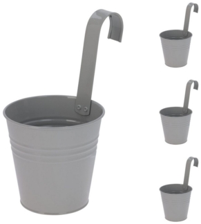 Mojawo Blumenkasten 4x Blumentopf zum Aufhängen Balkontopf Pflanzgefäß Hängetopf Grau