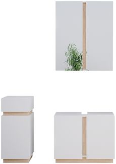 Badmöbel-Set Gloria Weiß 3 Teile, mit Midischrank Vicco