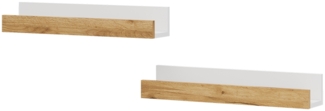 Vicco Wandregal Weiß/Goldkraft Eiche 60x10 cm 2er Set, Tomy