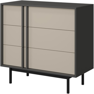 Kommode Agova 3S AL08 (Farbe: Anthrazit / Hellbeige)