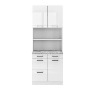 Buffetschrank R-Line Weiß Hochglanz 80 cm , AP Marmor Vicco