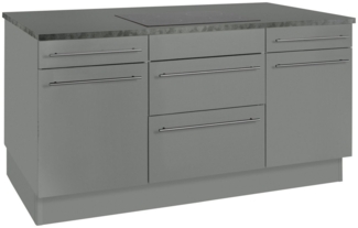 OPTIFIT Kücheninsel Bern, Stellbreite 160x95 cm mit höhenverstellbaren Füßen, mit Metallgriffen