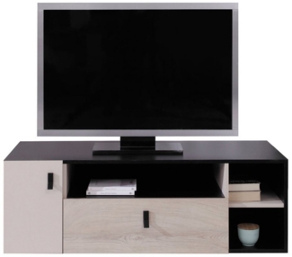 Lomadox Lowboard PITTSBURGH-133, Fernsehschrank 120cm, schwarz/Eiche/beige