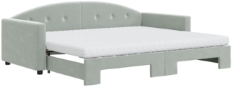 vidaXL Tagesbett Ausziehbar mit Matratzen Hellgrau 90x200 cm Samt 3197325