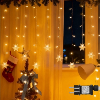 MUPOO LED-Lichtervorhang LED Lichterkette lichtervorhang Innen, Weihnachtsbeleuchtung, 8 Modi, Timer und Speicher, 31 V Energiesparen LED lichtervorhang