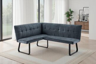 byLIVING Eckbank TALEA/Webstoffbezug in dunkelgrau, Gestell in schwarz/Große Eckbank L-Form, Langer Schenkel rechts, komfortable Nosaqfederung/Sitzbank/Essbank/Maße: 128x168, H 93,5 cm