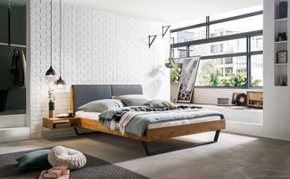 Hasena pronto - Wood Pietro Massivholzbett 160x200 Wildeiche natur, geölt 336-Kul smoke