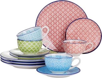 12-teiliges vancasso Macaron Porzellan Kaffeeset bunt für 4-12 Personen